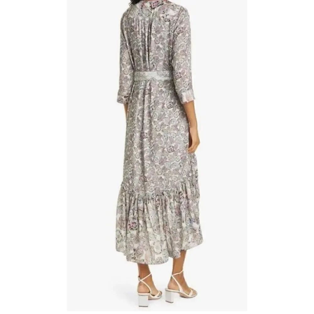 le superbe Diamond Life High/Low Belted Midi Dress NWOT Size 4